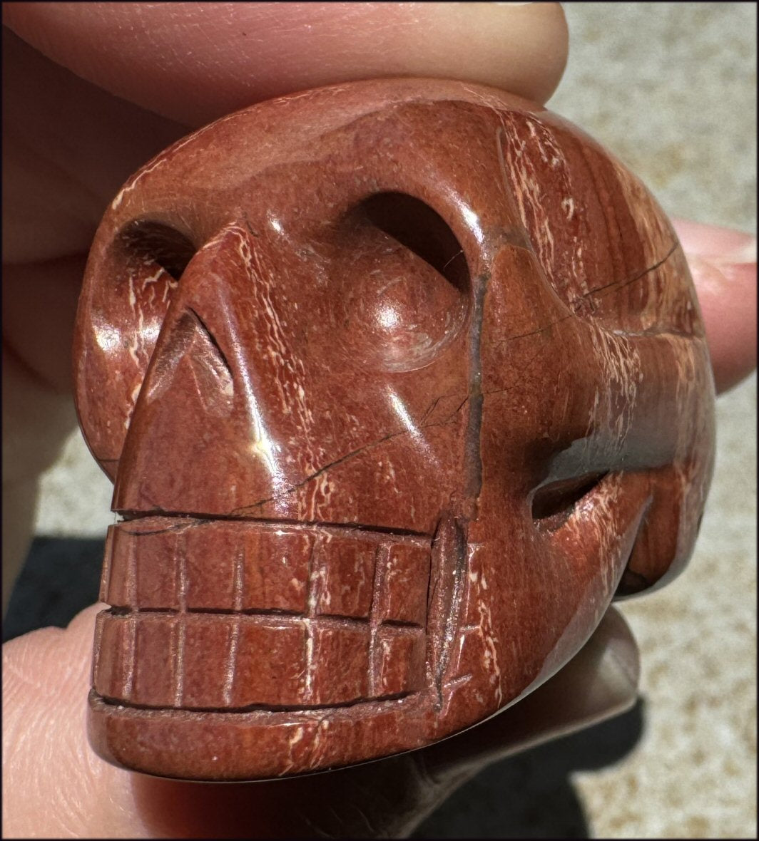 Red Spiral Jasper CRYSTAL SKULL - Focus + Clarity - with Synergy 4+ years