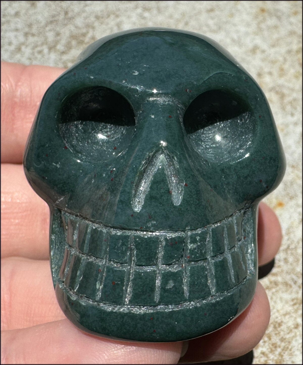 Bloodstone CRYSTAL SKULL - Emotional cleansing, Courage - with Synergy 9+ yrs