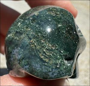 Moss Agate CRYSTAL SKULL - Abundance, Stone of Gardeners - with Synergy 9+ yrs