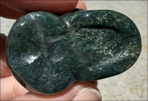 Moss Agate CRYSTAL SKULL - Abundance, Stone of Gardeners - with Synergy 9+ yrs