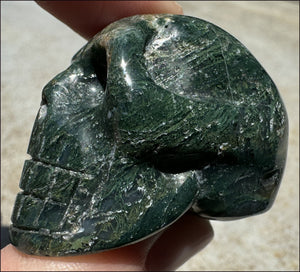 Moss Agate CRYSTAL SKULL - Abundance, Stone of Gardeners - with Synergy 9+ yrs