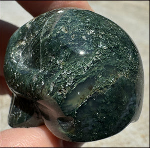 Moss Agate CRYSTAL SKULL - Abundance, Stone of Gardeners - with Synergy 9+ yrs