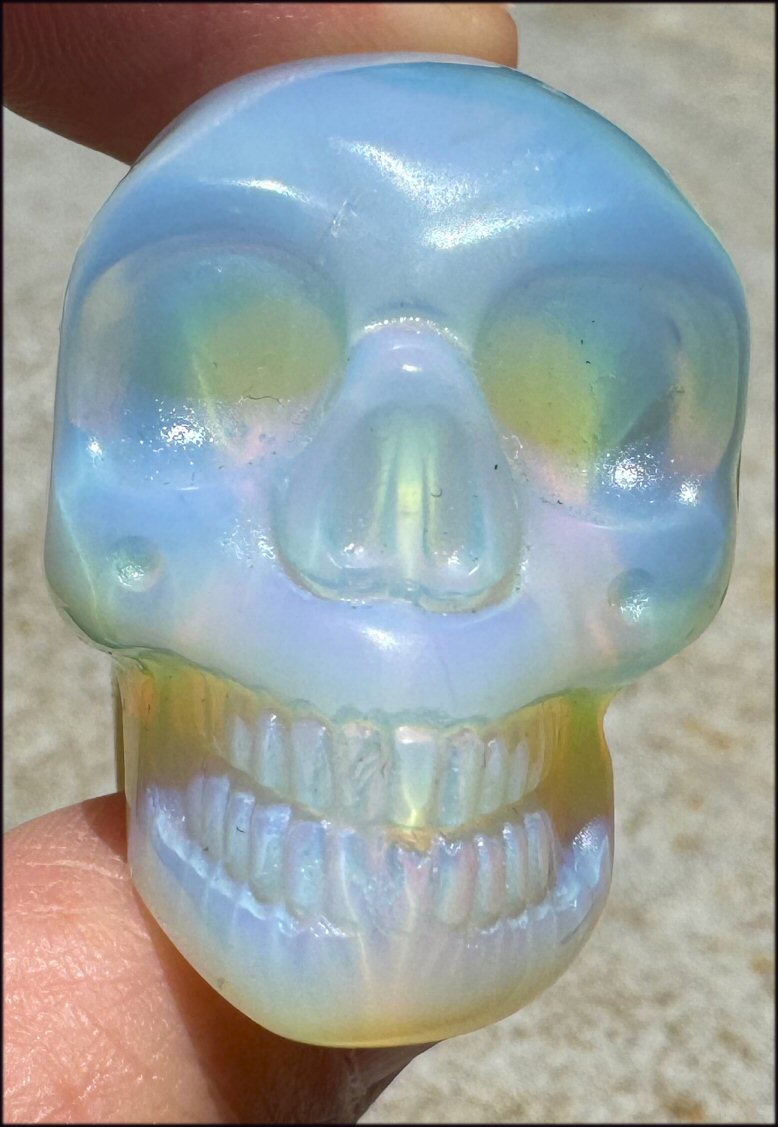 Rainbow OPALITE Crystal Skull - Divination, Remove blockages