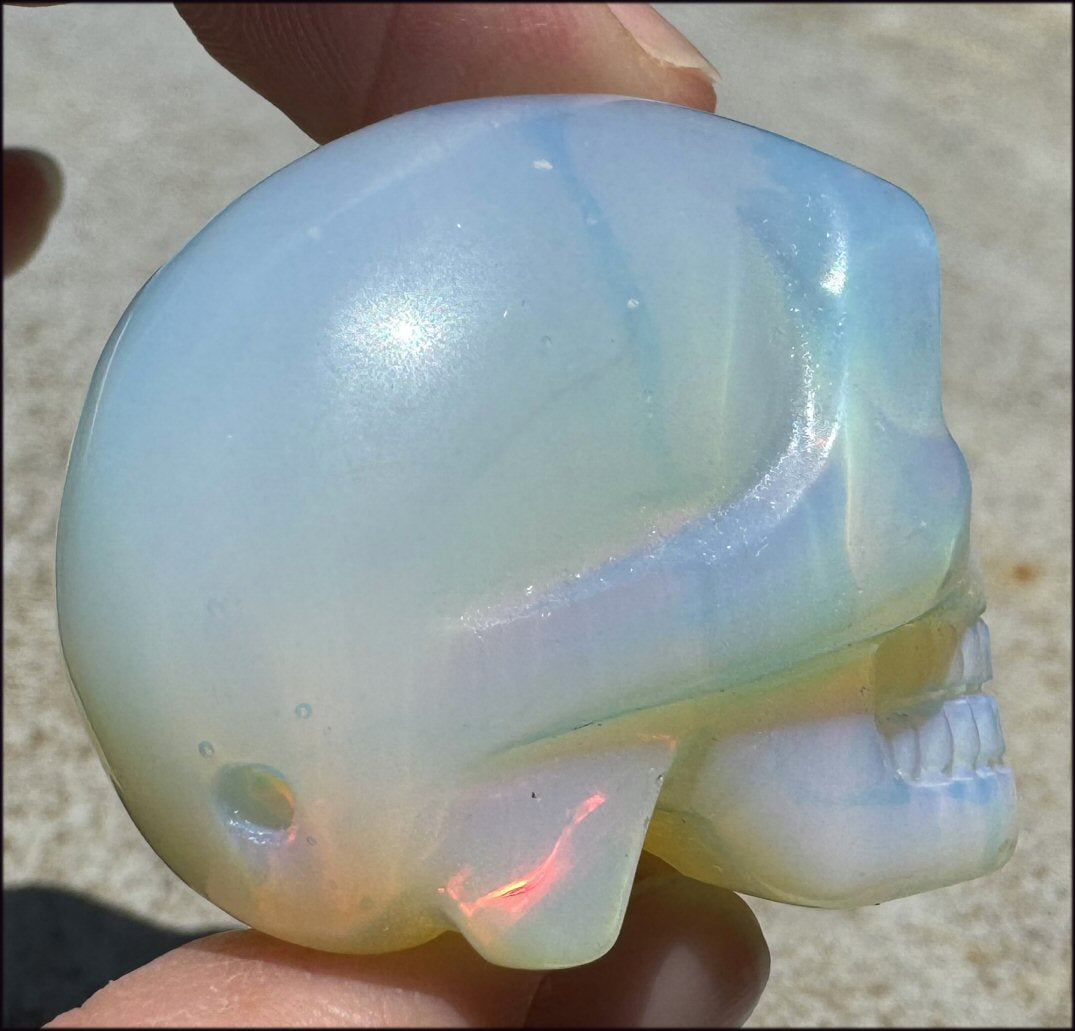 Rainbow OPALITE Crystal Skull - Divination, Remove blockages