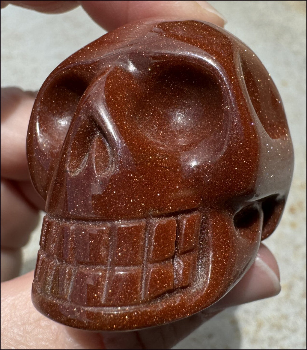 Goldstone CRYSTAL SKULL - Energizing, Stabilizing - with Synergy 12+ yrs