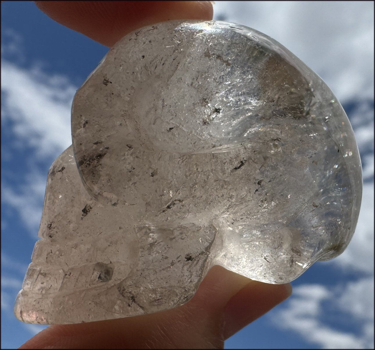 Smoky Quartz Crystal Skull with Shimmery Rainbows - with Synergy 15+ years