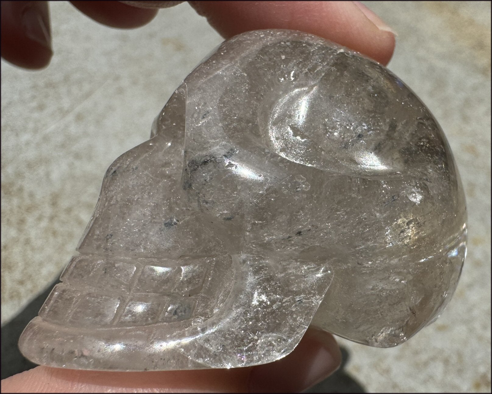 Smoky Quartz Crystal Skull with Shimmery Rainbows - with Synergy 15+ years