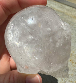 Lg. Himalayan Quartz STAR BEING Crystal Skull with Hematite, Rainbows