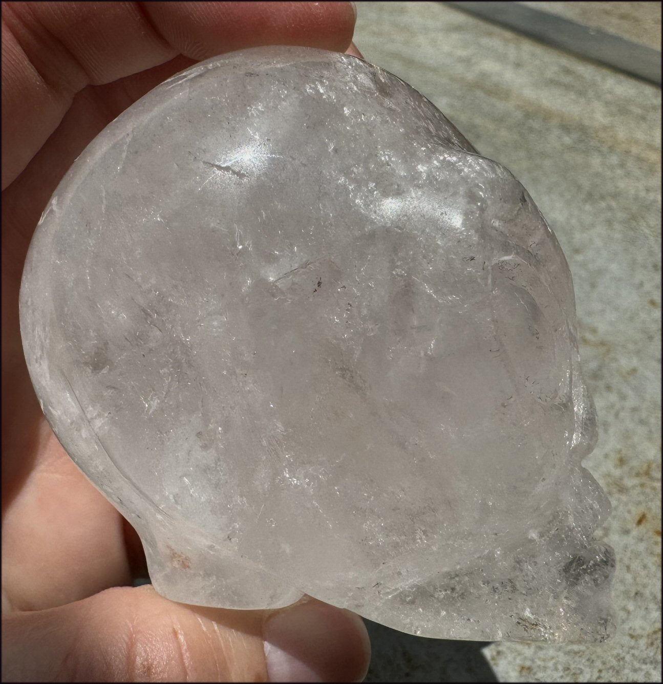 Lg. Himalayan Quartz STAR BEING Crystal Skull with Hematite, Rainbows