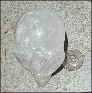 Lg. Himalayan Quartz STAR BEING Crystal Skull with Hematite, Rainbows