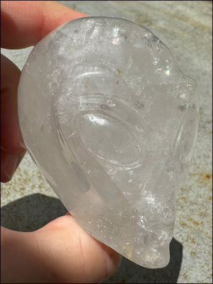 Lg. Himalayan Quartz STAR BEING Crystal Skull with Hematite, Rainbows