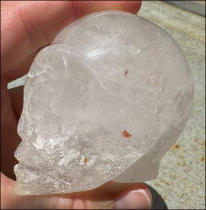 Lg. Himalayan Quartz STAR BEING Crystal Skull with Hematite, Rainbows