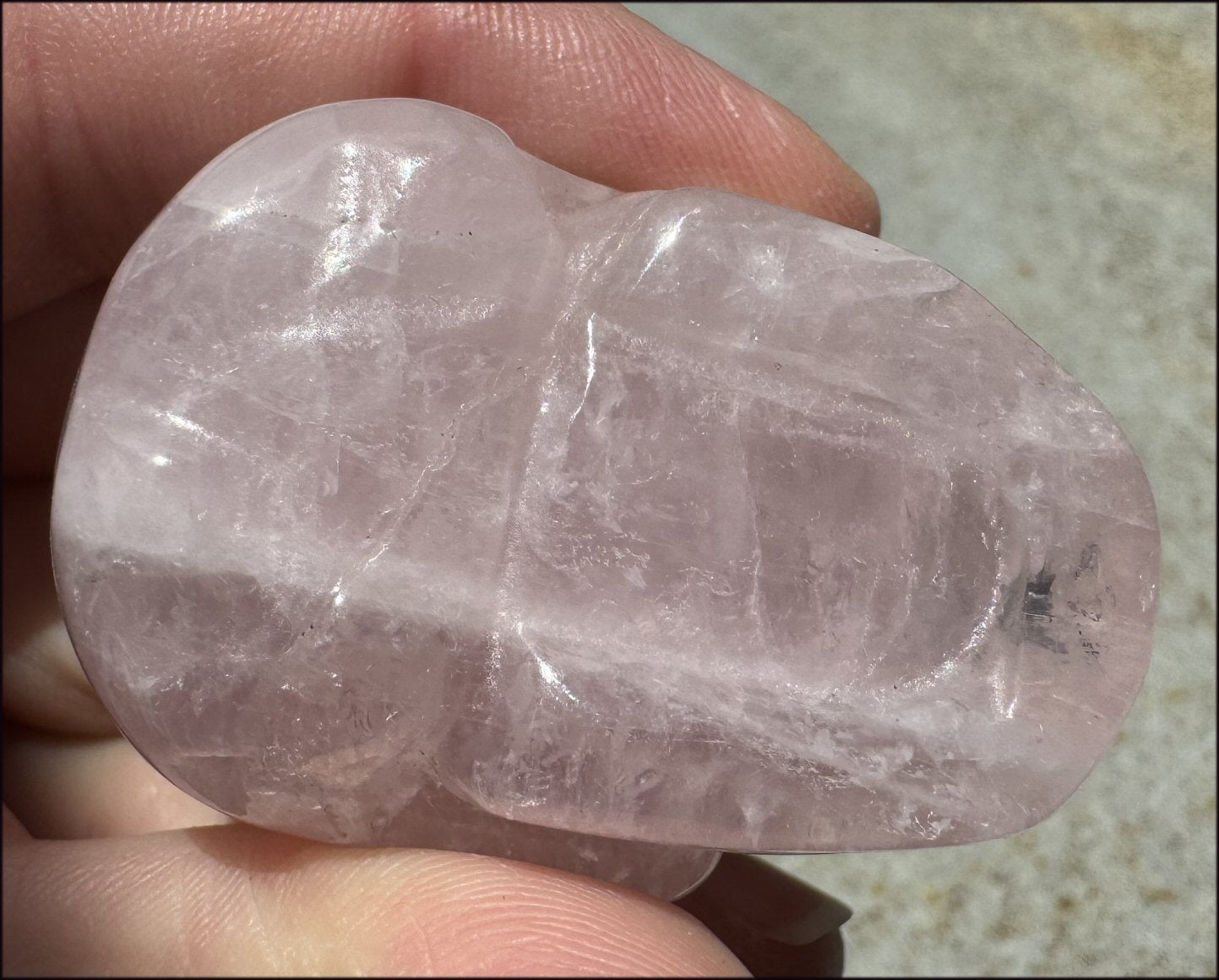 ROSE QUARTZ Crystal Skull - Heart Chakra, Self-Acceptance - with Synergy 8+ years