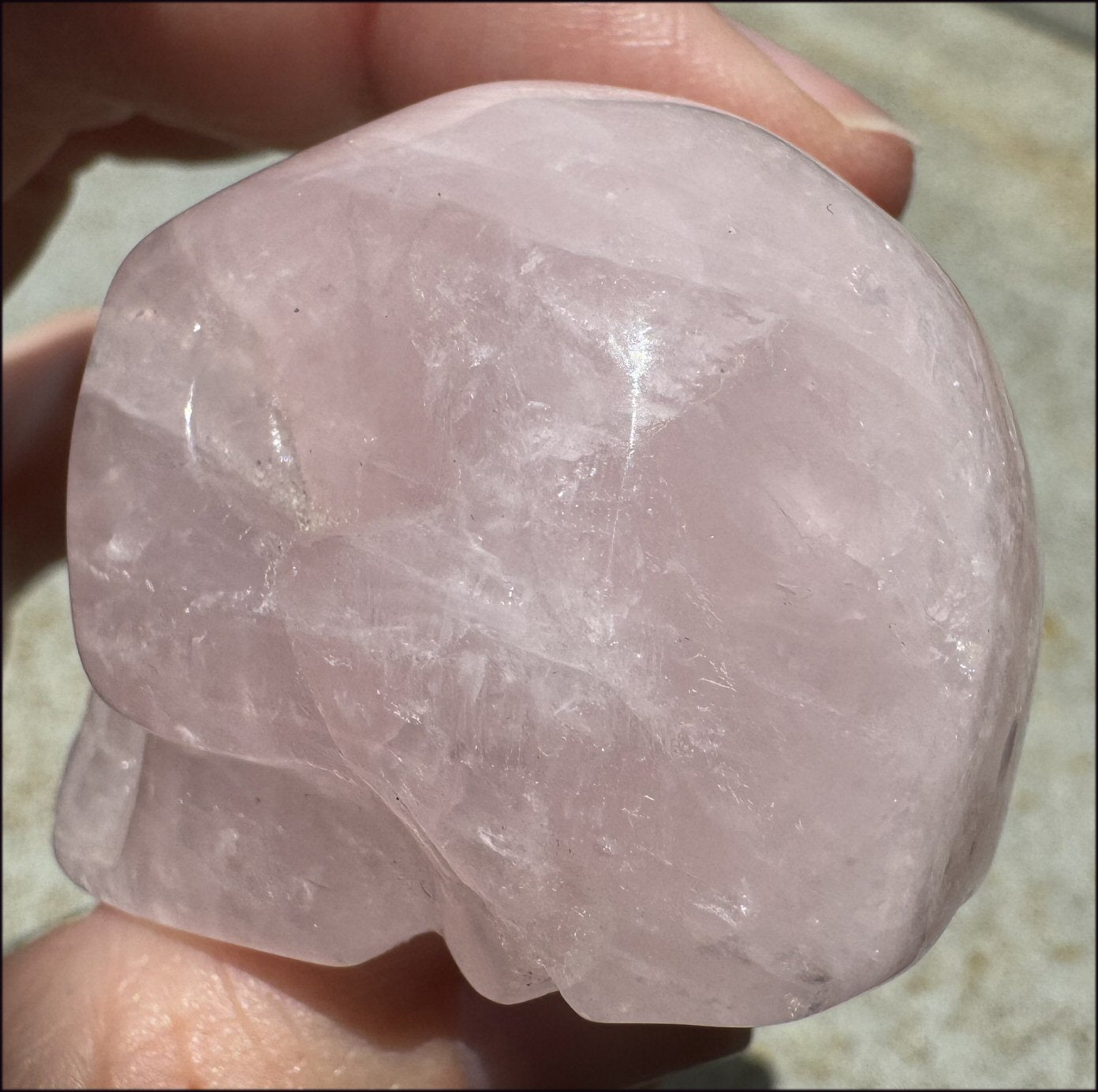 ROSE QUARTZ Crystal Skull - Heart Chakra, Self-Acceptance - with Synergy 8+ years