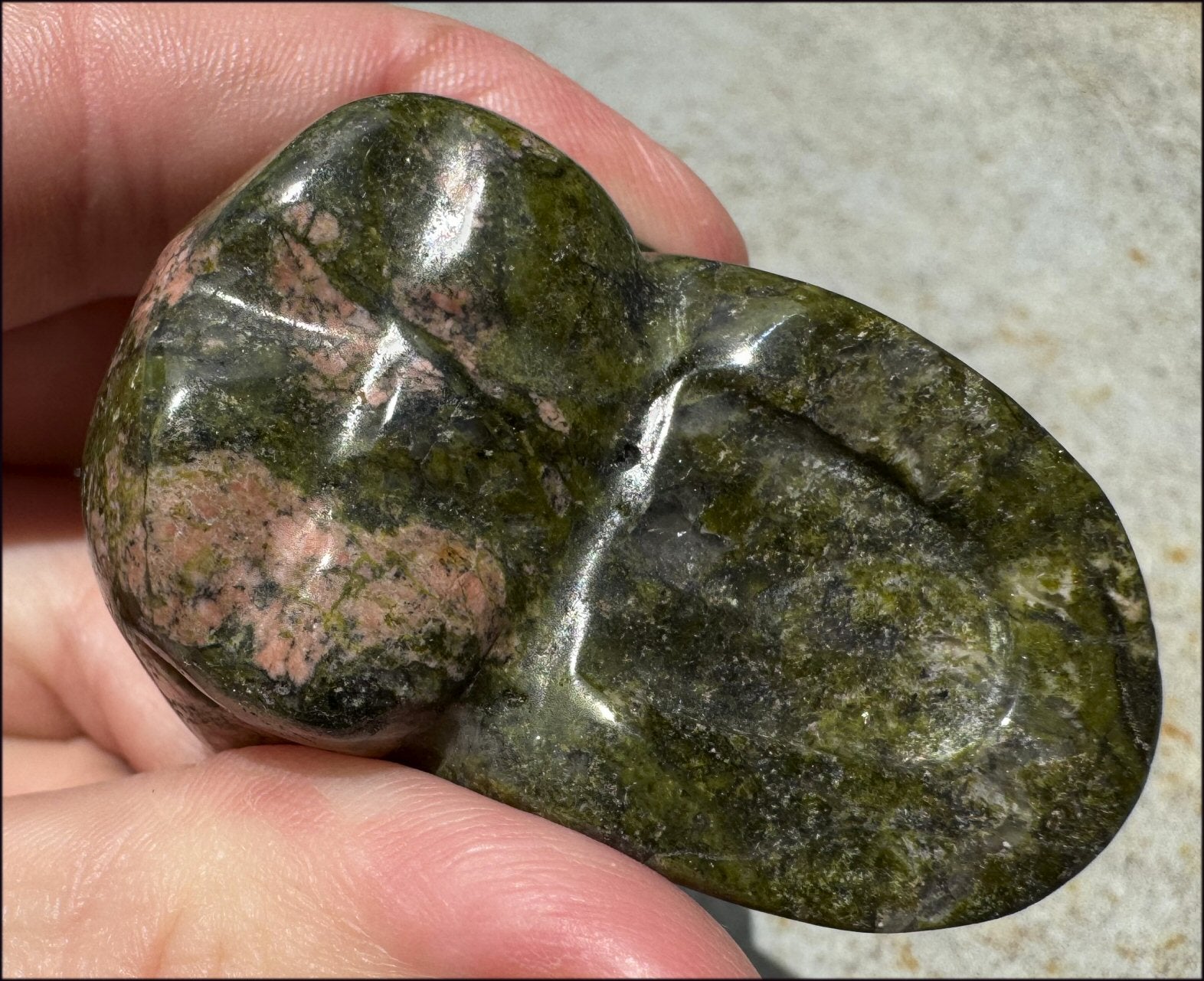 Lg. UNAKITE Crystal Skull - Connect with Mother Earth - with Synergy 9+ years