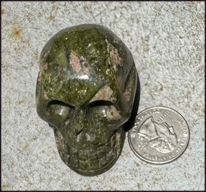 Lg. UNAKITE Crystal Skull - Connect with Mother Earth - with Synergy 9+ years