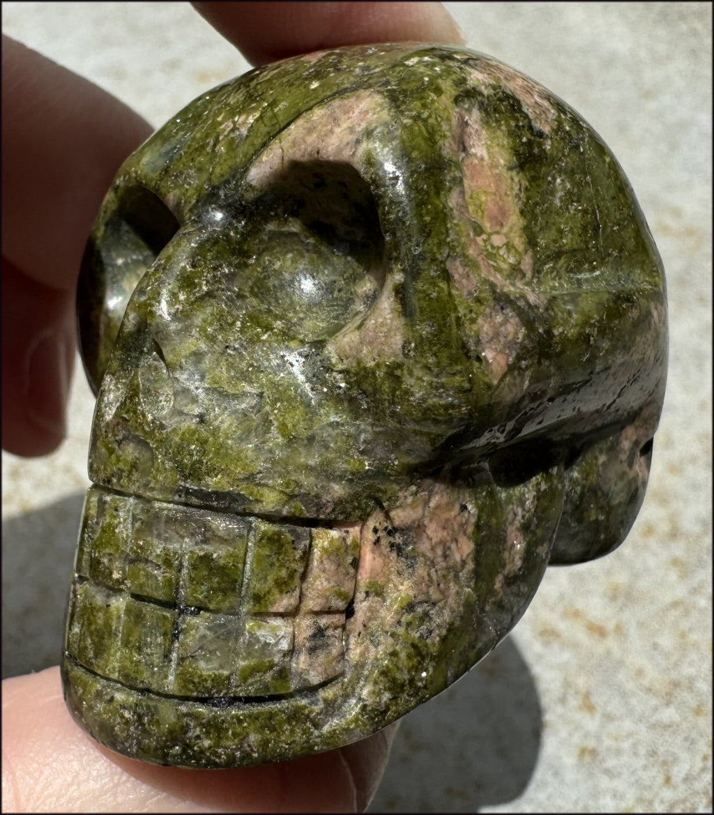 Lg. UNAKITE Crystal Skull - Connect with Mother Earth - with Synergy 9+ years