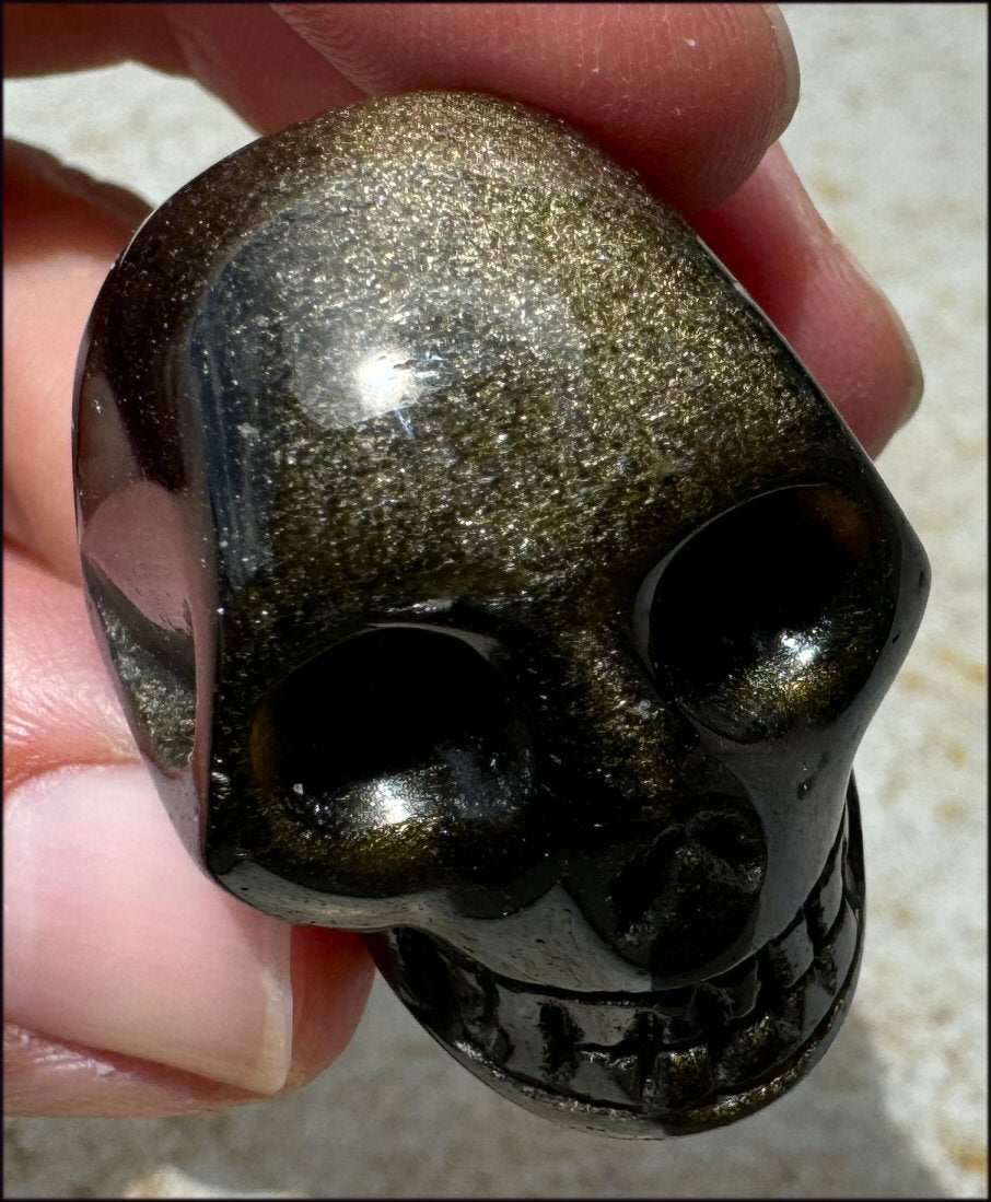 Golden SHEEN OBSIDIAN Crystal Skull - Clarity, Scrying