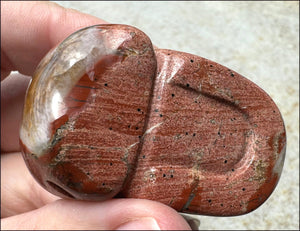 ~OOAK~ Red Silver Leaf Jasper CRYSTAL SKULL with Rutiles, Pyrite, LOTS of Agate