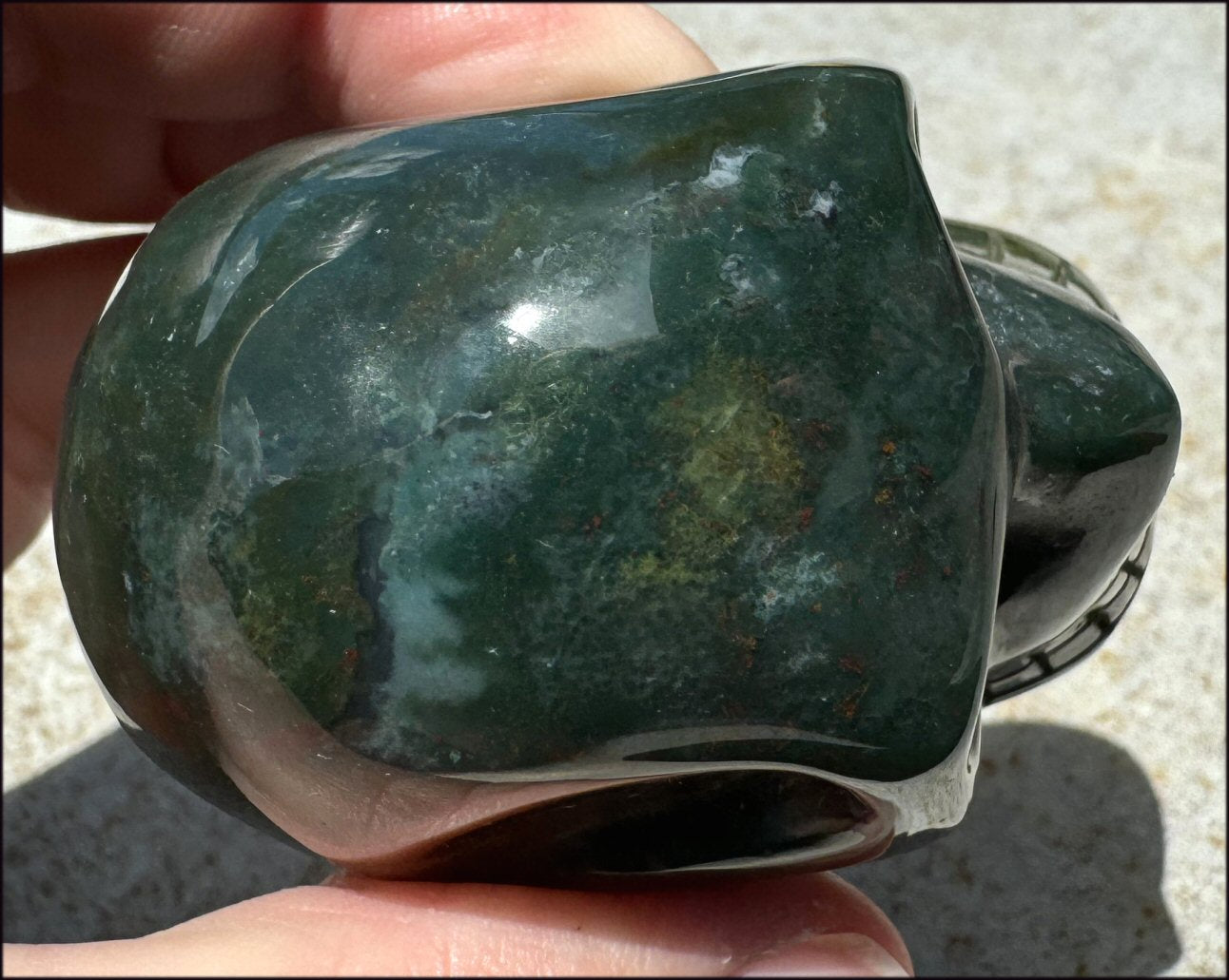 Bloodstone CRYSTAL SKULL - Emotional cleansing, Courage - with Synergy 10+ years