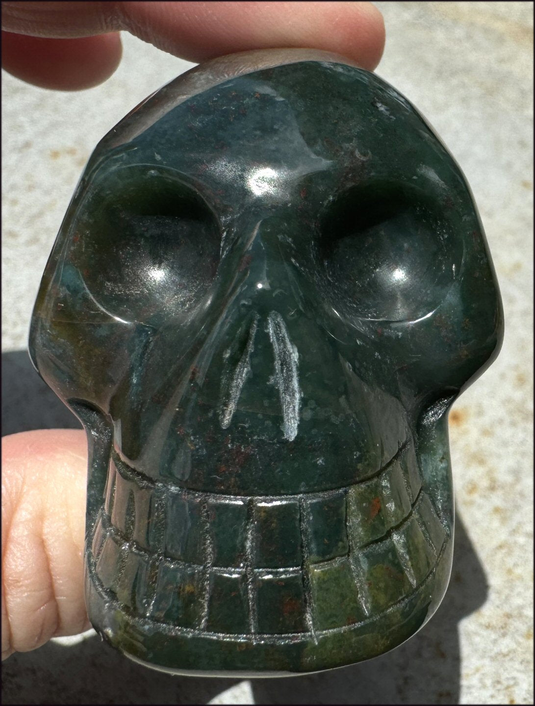 Bloodstone CRYSTAL SKULL - Emotional cleansing, Courage - with Synergy 10+ years