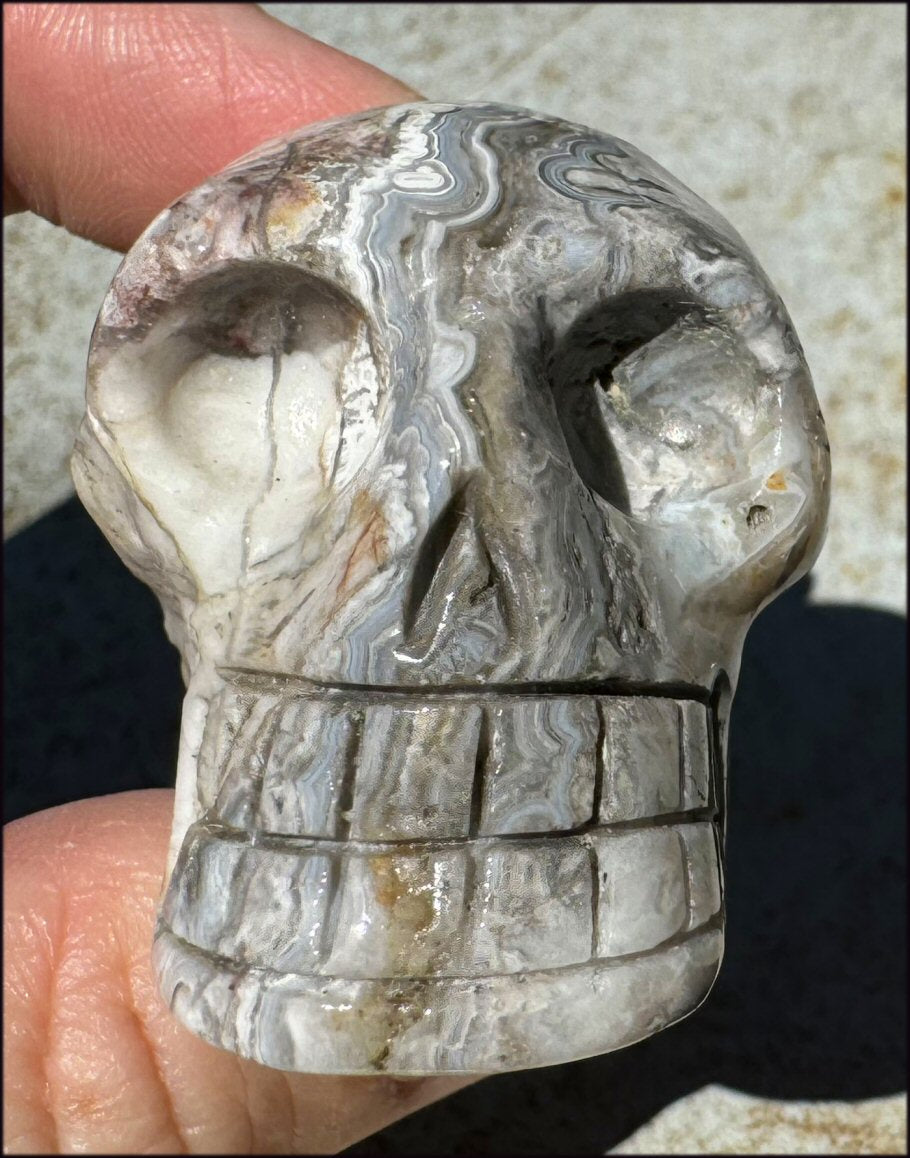 ~Mesmerizing~ Crazy Lace Agate CRYSTAL SKULL - Divination, Focus