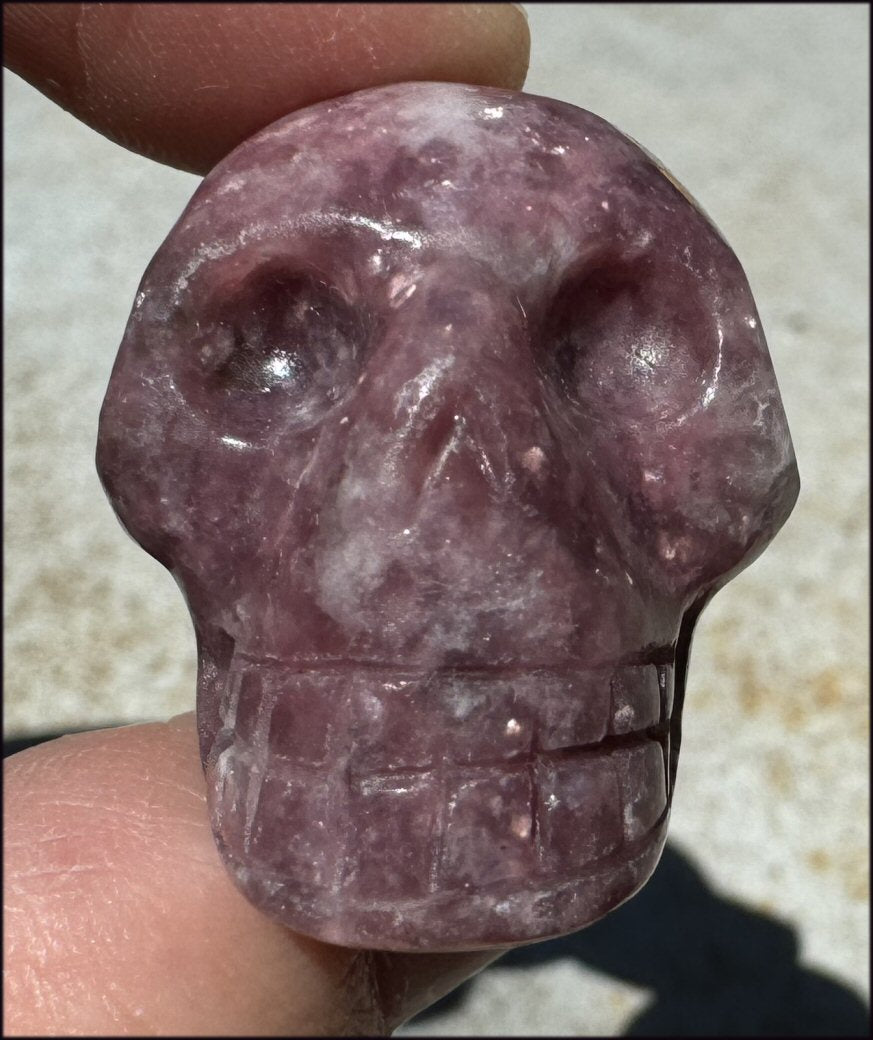 Small LEPIDOLITE Crystal Skull - AKA Lavenderine - Relaxation, Optimism