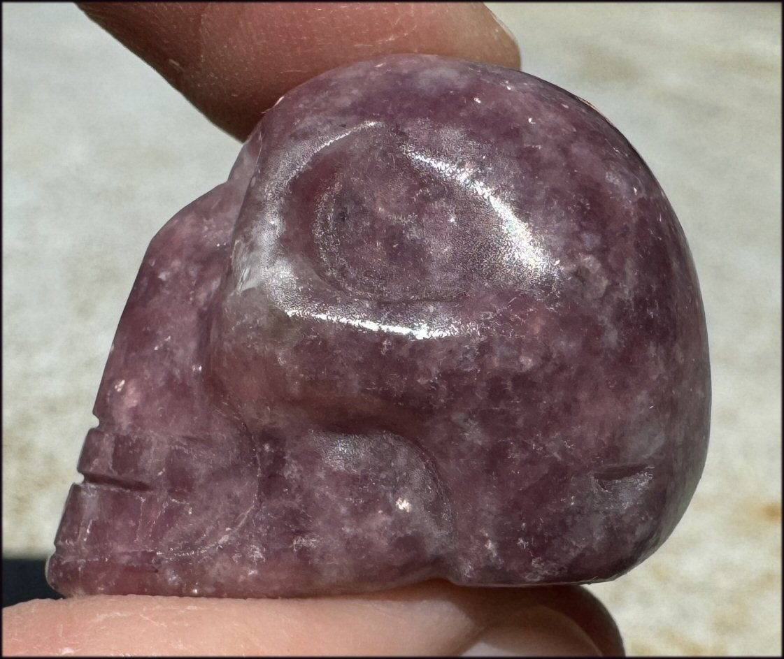 Small LEPIDOLITE Crystal Skull - AKA Lavenderine - Relaxation, Optimism