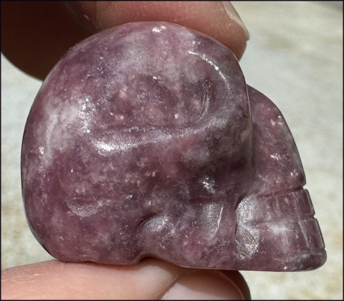 Small LEPIDOLITE Crystal Skull - AKA Lavenderine - Relaxation, Optimism