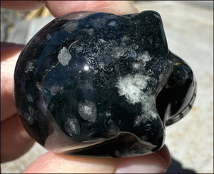 Moss Agate CRYSTAL SKULL - Abundance, Stone of Gardeners - with Synergy 9+ yrs