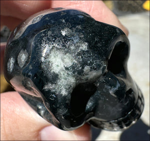 Moss Agate CRYSTAL SKULL - Abundance, Stone of Gardeners - with Synergy 9+ yrs