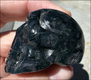 Moss Agate CRYSTAL SKULL - Abundance, Stone of Gardeners - with Synergy 9+ yrs