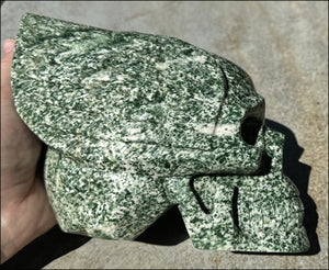 Speckled Jade Winged VOYAGER Crystal Skull - Heart Chakra, Serenity