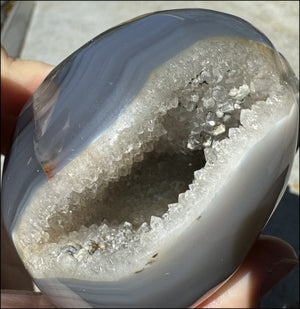 XL Agate GEODE Crystal Skull with Fantastic large Druzy Lined VUG!