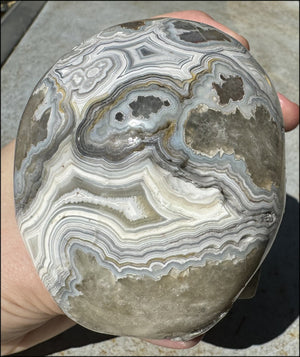 2XL Crazy Lace Agate CRYSTAL SKULL with Fantastic Banding - Laughter!