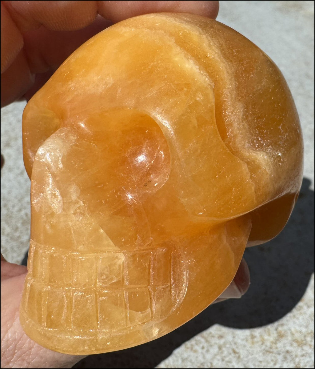 Lg. Orange Calcite CRYSTAL SKULL - 2nd Chakra, Intuition - with Synergy 14+ years