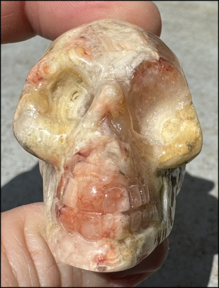 Crazy Lace Agate CRYSTAL SKULL - Laughter, Balance