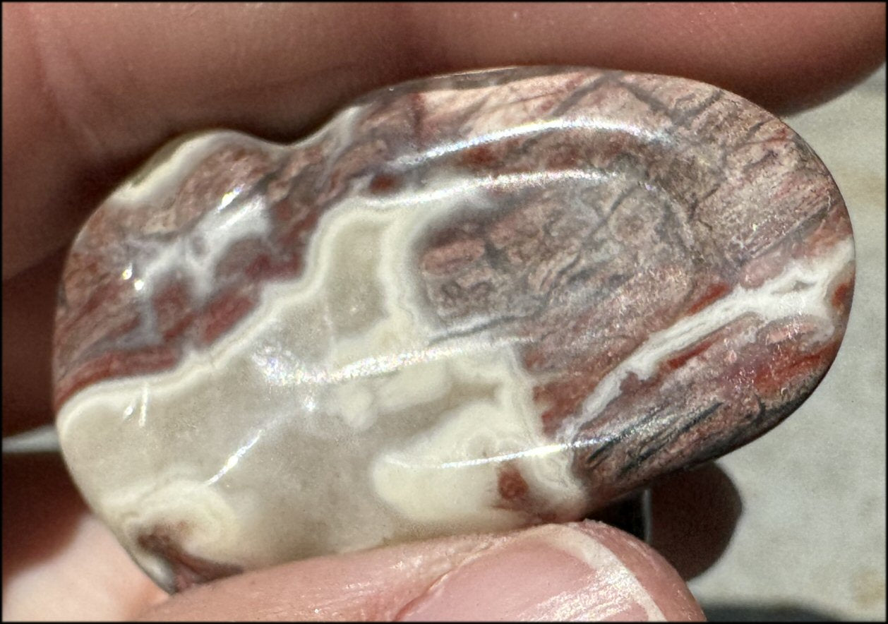 Pink + Red Silver Leaf Jasper CRYSTAL SKULL with Fantastic Agate inclusions