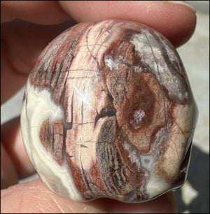 Pink + Red Silver Leaf Jasper CRYSTAL SKULL with Fantastic Agate inclusions