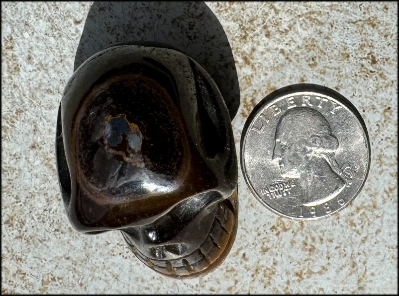 ~Fantastic SHIMMER~ Golden Tiger Eye CRYSTAL SKULL - with Synergy 14+ years