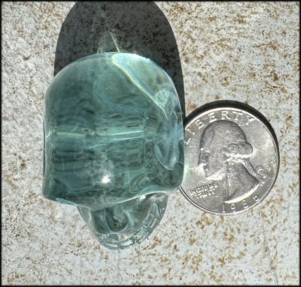 Gaia Stone / Blue-Green Obsidian CRYSTAL SKULL - with Synergy 8+ years