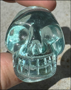 Gaia Stone / Blue-Green Obsidian CRYSTAL SKULL - with Synergy 8+ years