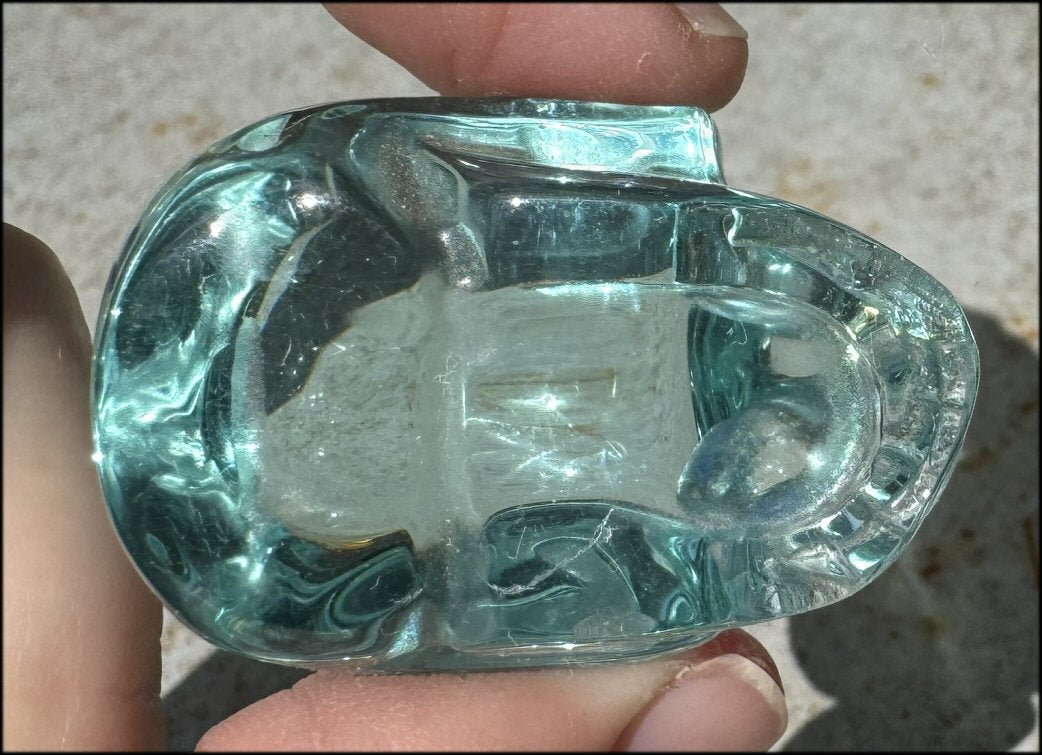 Gaia Stone / Blue-Green Obsidian CRYSTAL SKULL - with Synergy 8+ years