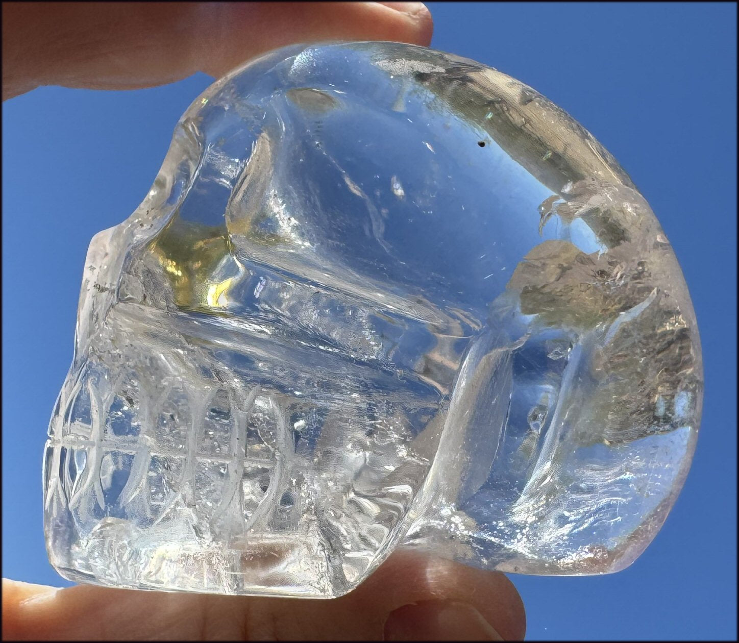 Brazilian QUARTZ Crystal Skull with Golden Healer Hematite - with Synergy 15+ years