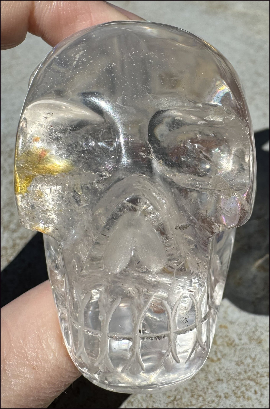 Brazilian QUARTZ Crystal Skull with Golden Healer Hematite - with Synergy 15+ years