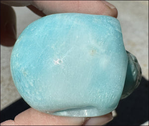 BLUE ARAGONITE Crystal Skull - Decrease Stress and Anger - with Synergy 10+ years