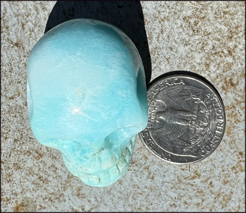 BLUE ARAGONITE Crystal Skull - Decrease Stress and Anger - with Synergy 10+ years