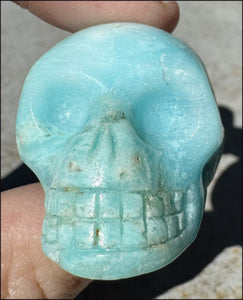 BLUE ARAGONITE Crystal Skull - Decrease Stress and Anger - with Synergy 10+ years