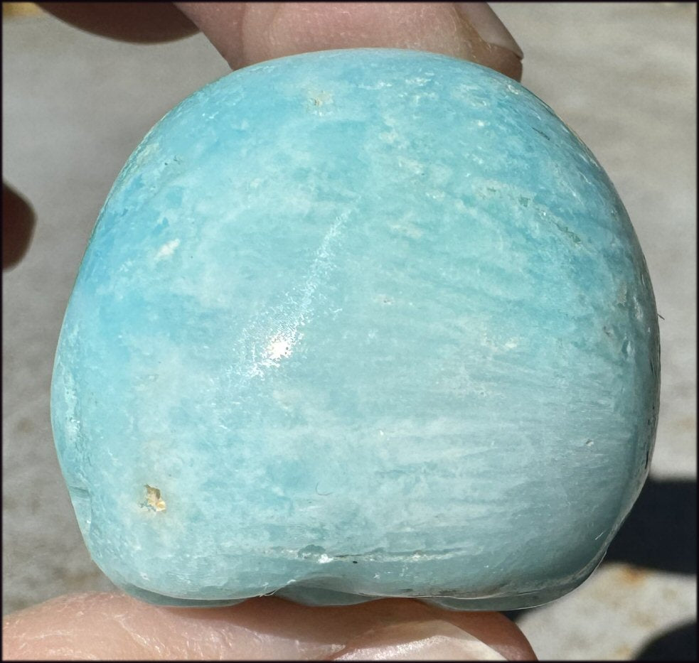 BLUE ARAGONITE Crystal Skull - Decrease Stress and Anger - with Synergy 10+ years