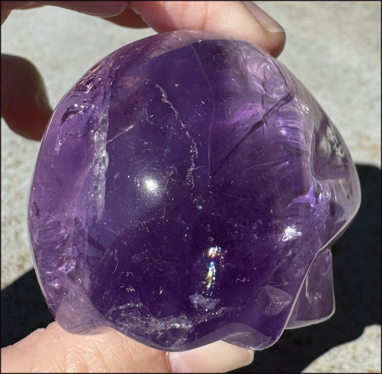 Grape Purple AMETHYST Crystal Skull with Phantoms, Rainbows